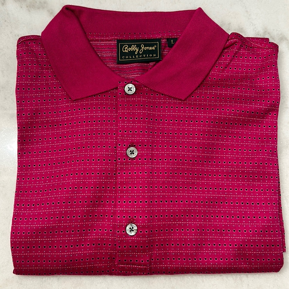 New w/o tags Bobby Jones Golf Polo Shirt Size Large, Multicolored/Pink